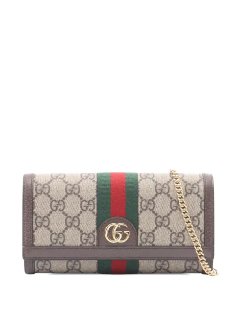 Gucci Pre-Owned 2000-2015 GG Supreme Web Ophidia Continental Wallet On Chain crossbody bag Neutrals JQG6D10KZDJ913AW