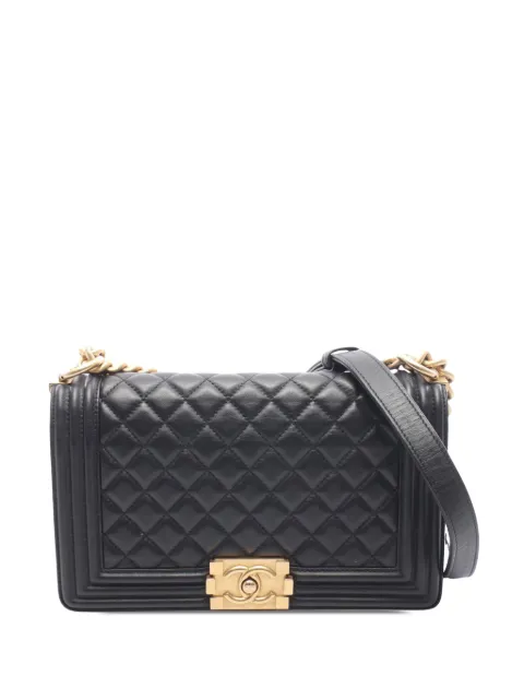 CHANEL Pre-Owned 2020 Medium Quilted Lambskin Boy Flap crossbody bag Black PHT1AL887TQDMF5S