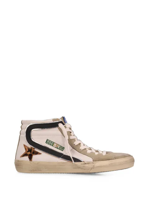 Golden Goose SLIDE NAPPA UPPER SUEDE TOE AND HEEL HORSY LEO STAR LEATHER WAVE White GMF00115F002659