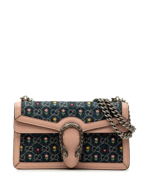 Gucci Pre-Owned 2016-2026 Limited Edition Medium GG Denim Embroidered Floral Dionysus crossbody bag Blue DMKBQ1RYWSM4AJ0C