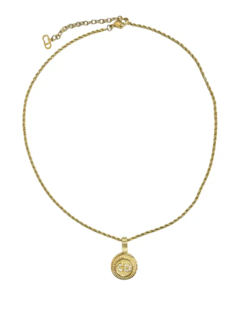 Christian Dior Pre-Owned 1980-1990 Gold Plated Strass CD Logo Pendant Necklace costume necklace Gold QUMAC444W08H9ONU