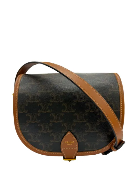 Celine Pre-Owned 2019-2026 Medium Triomphe Coated Canvas Folco crossbody bag Brown TRDVNISFAWS9ZGS5