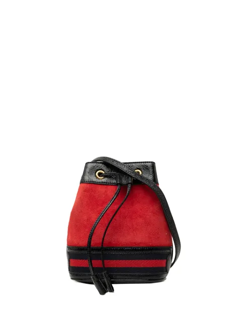 Gucci Pre-Owned 2016-2026 Mini Suede and Patent Web Ophidia bucket bag Red 6R5NMW3MY0XADZ1Y