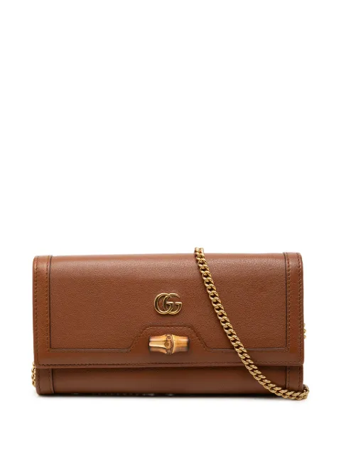 Gucci Pre-Owned 2000-2015 Calfskin Bamboo Diana Wallet on Chain crossbody bag Brown G4JCX7XF4ZV1F60G