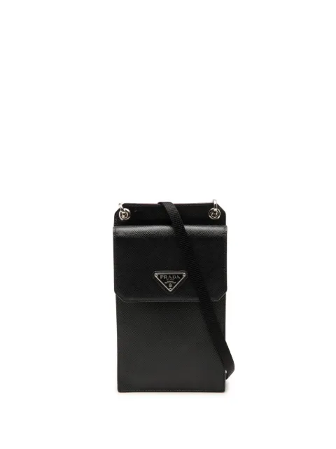 Prada Pre-Owned 2013-2026 Saffiano Smartphone Case crossbody bag Black UVT1RNQYR32J7LS0