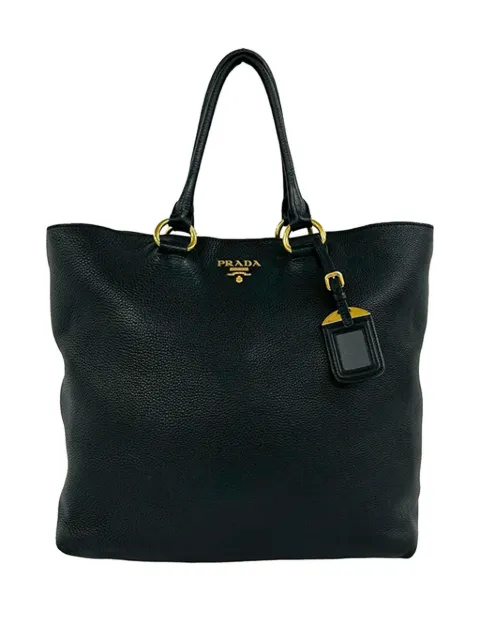 Prada Pre-Owned 2015-2026 Vitello Daino Open Convertible Tote satchel Black H6V0FLTRFNP376LI