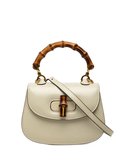 Gucci Pre-Owned 2000-2015 Mini Calfskin 1947 Bamboo Top Handle Bag satchel White ZSNRGUU8E0SRMZS1