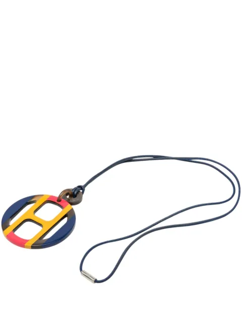 Hermès Pre-Owned 2010-2026 Buffalo Horn H Equipe Pendant Necklace costume necklace Blue 800JCPGR8T2KRF77