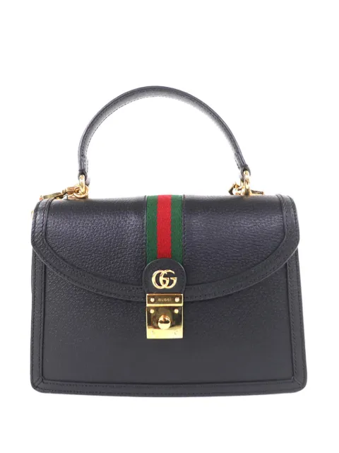 Gucci Pre-Owned 2000-2015 Small Calfskin Web Ophidia Top Handle Flap satchel Black KLEFTPMBPA0FGTEG