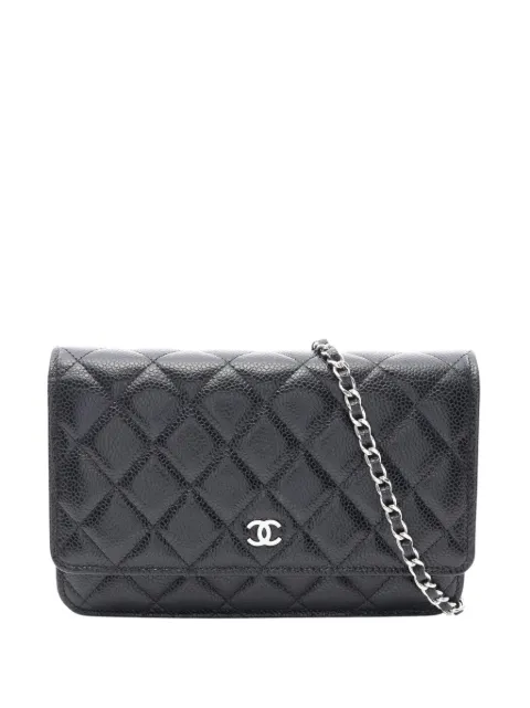 CHANEL Pre-Owned 2021-2026 CC Quilted Caviar Wallet on Chain crossbody bag Black SW8FMC1QY1FU6N93