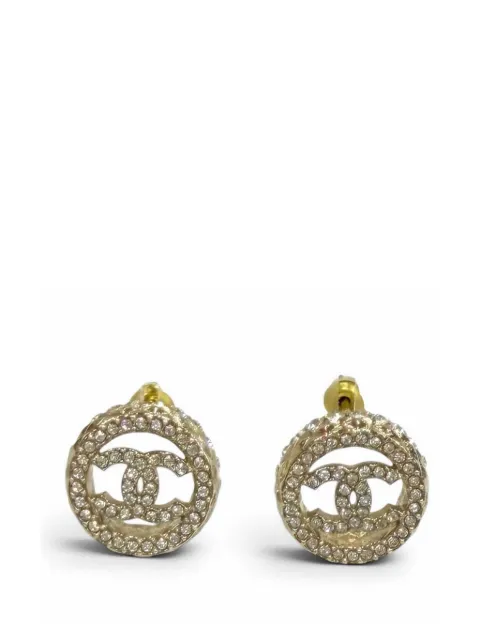 CHANEL Pre-Owned 2022 CC Gold Plated Strass Round Push Back Earrings costume earrings Gold 4FN2PT98LRAN6QBG