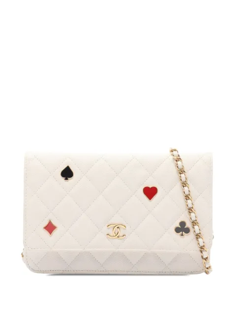 CHANEL Pre-Owned 2021-2026 CC Quilted Caviar Coco Casino Wallet on Chain crossbody bag White A39O0F2QFFV753R6