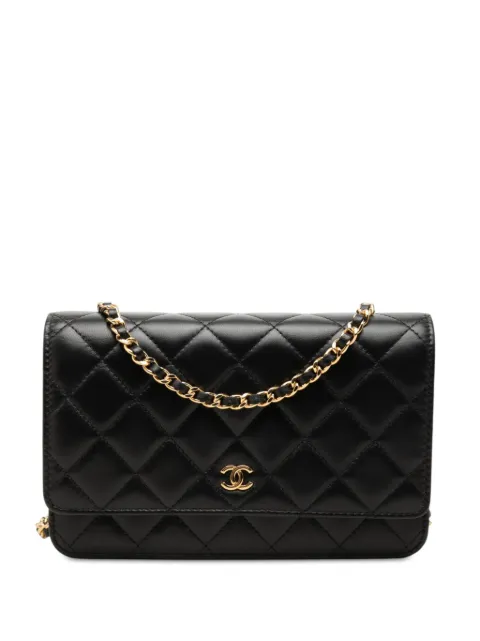 CHANEL Pre-Owned 2017-2018 CC Quilted Lambskin Wallet On Chain crossbody bag Black 3R9Y6HXUFNZ303AT