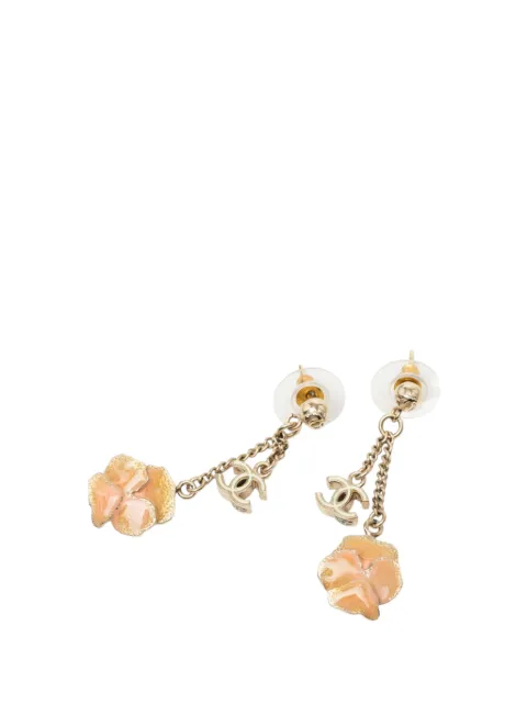 CHANEL Pre-Owned 2013 CC Gold Plated Enamel Camellia Drop Push Back Earrings costume earrings Gold VLL279OLDCB2UEMR