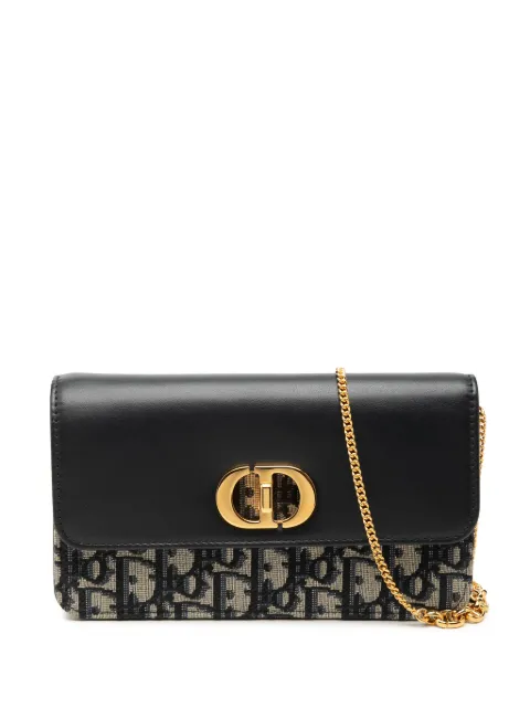 Christian Dior Pre-Owned 2024 Oblique Jacquard and Calfskin Miss Caro Pouch with Chain crossbody bag Blue 758L7Q1TAY8ICGCD