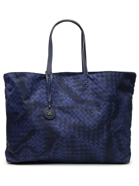 Bottega Veneta Pre-Owned 2012-2026 Nylon Intrecciolusion tote bag Blue A85I5RPSVNXKB5F3