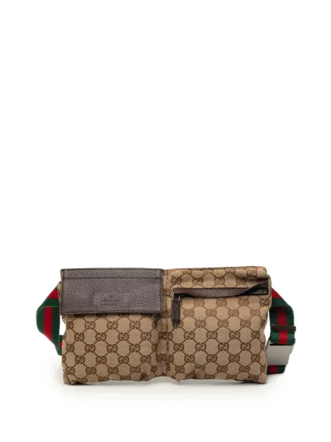 Gucci Pre-Owned 2000-2015 GG Canvas Web Double Pocket belt bag Neutrals 01WZOVU1BK5HMB5U