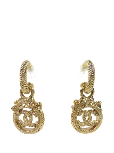 CHANEL Pre-Owned 2005 CC Gold Plated Twisted Dangle Hoop Push Back Earrings costume earrings Gold RFZB5DQ79C8FFAQ8