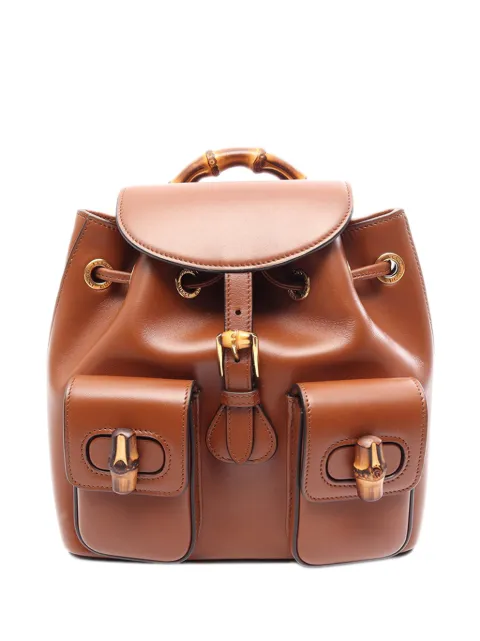 Gucci Pre-Owned 2000-2015 Calfskin Bamboo Drawstring backpack Brown PFTSES3OF38XV6F3
