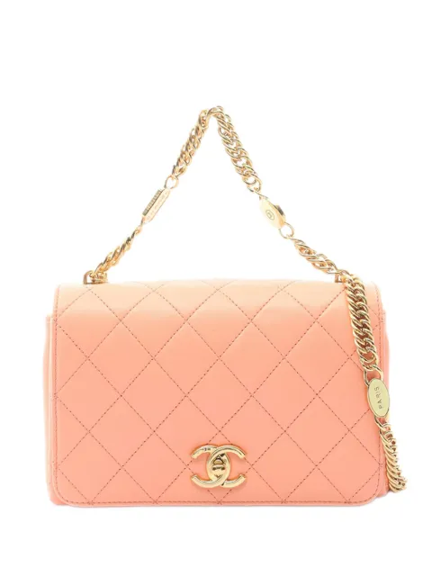 CHANEL Pre-Owned 2021-2026 CC Quilted Lambskin Flap satchel Orange 6UOEKNGY8APBKNI6