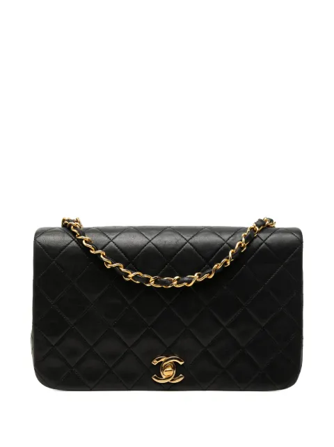 CHANEL Pre-Owned 1989-1991 CC Quilted Lambskin Full Single Flap crossbody bag Black ONFECGIS0R2NTMM2