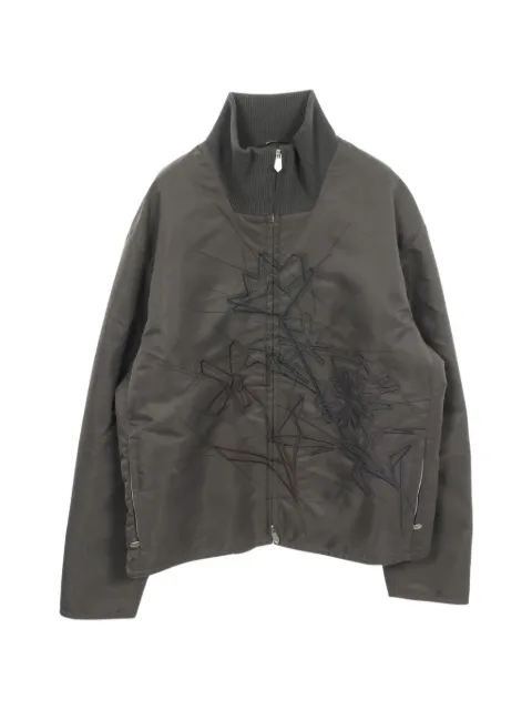 Hermès Pre-Owned 2010s embroidered zip-up bomber jacket Grey 1103097
