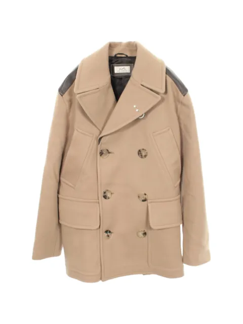 Hermès Pre-Owned 2010s color-block pea coat Neutrals 1098729