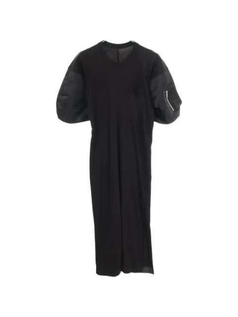 sacai color-block short-sleeve midi dress Black 1099220