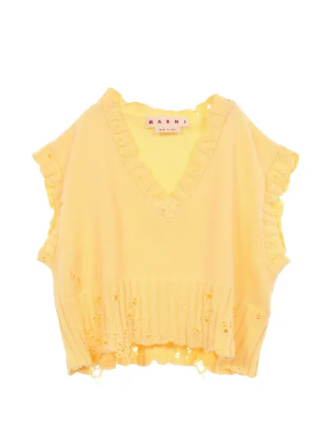 Marni Pre-Owned 2010s distressed knit vest Yellow 1098979