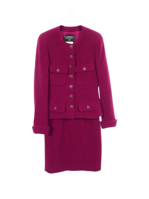 CHANEL Pre-Owned 1986-1988 Coco button mini skirt suit (set of two) Pink 1084099