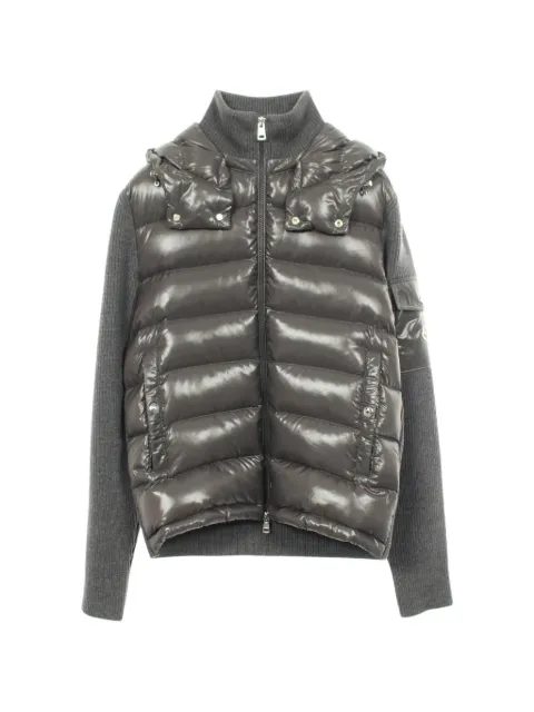 Moncler 2010s knit-panel down jacket Grey 1102782