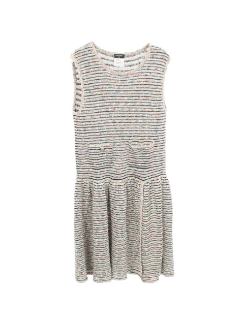 CHANEL Pre-Owned 1986-1988 tweed sleeveless mini dress White 1102941