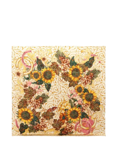 CHANEL Pre-Owned 1986-1988 Coco Mark floral-pattern scarf Yellow 1098978