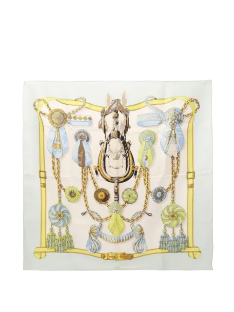 Hermès Pre-Owned Carre 90 Frontaux et Cocardes scarf Green 1102943