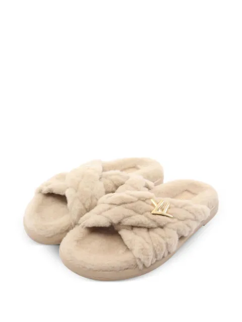 Louis Vuitton Pre-Owned Bliss Comfort shearling sandals Neutrals 1102578GG0214