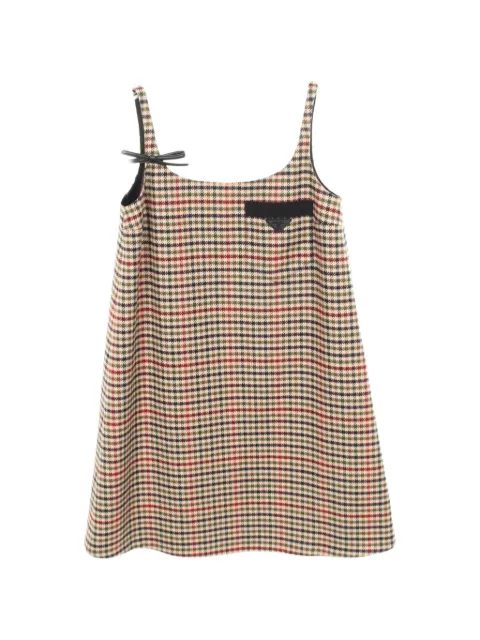 Prada Pre-Owned 2010s check-print sleeveless mini dress Neutrals 1100754