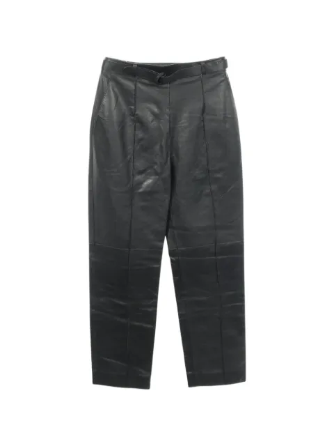 Hermès Pre-Owned 2010s belted leather trousers Black 1103088