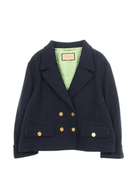 Gucci Pre-Owned 2010s double-breasted tweed jacket Blue 1104246