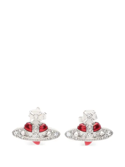 Vivienne Westwood Pre-Owned 2020s New Diamante Heart Orb earrings Silver 1104698