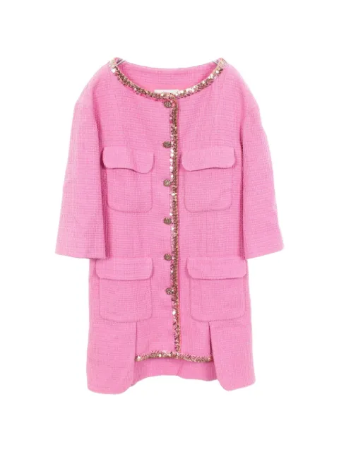 CHANEL Pre-Owned 1986-1988 Coco Mark tweed mini dress Pink 1095853