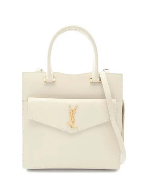 Saint Laurent Pre-Owned 2010s small Uptown leather tote bag White 1104099