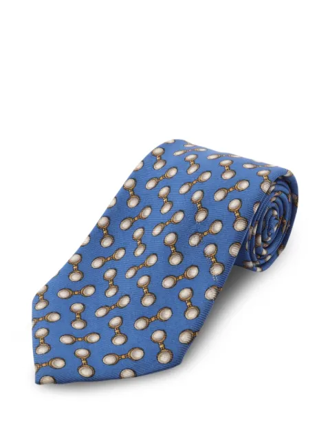 CHANEL Pre-Owned 1986-1988 patterned silk tie Blue 1099814