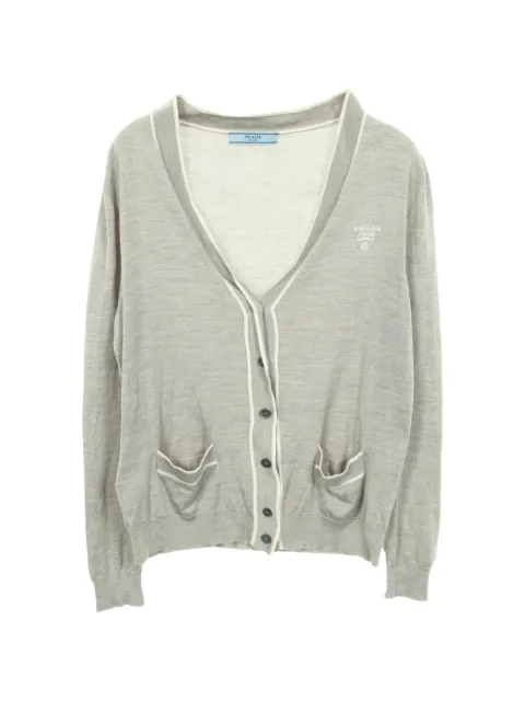 Prada Pre-Owned 2010s logo-detail cardigan Grey 1102862