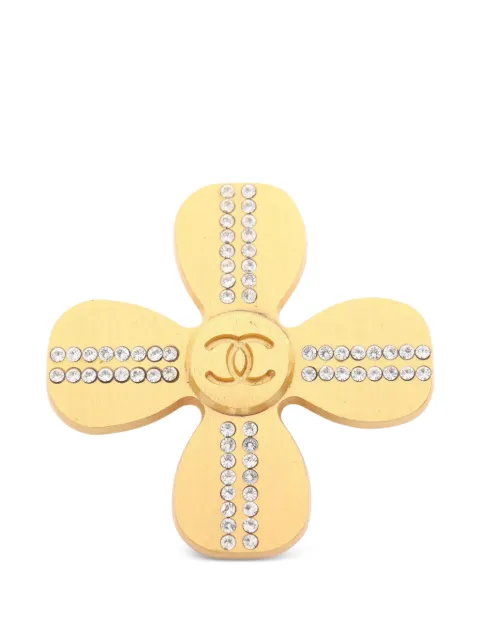 CHANEL Pre-Owned 2001 Coco Mark Rhinestone brooch Gold 110383701C
