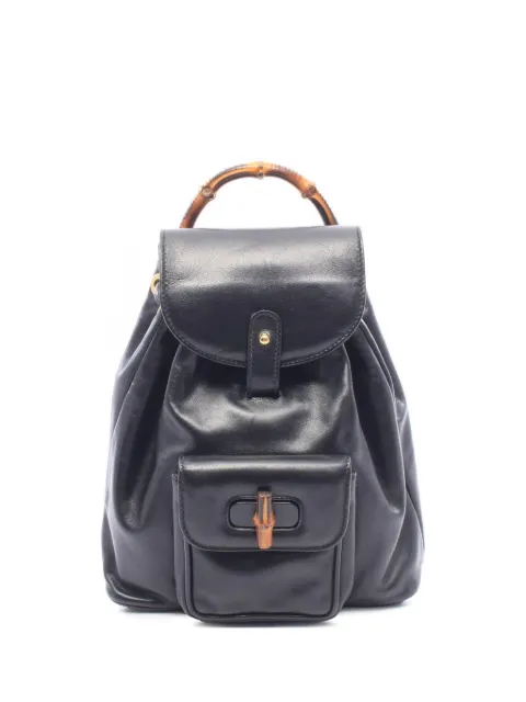 Gucci Pre-Owned 2000s Bamboo Line leather backpack Black 1104519
