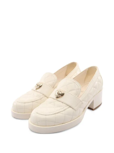 CHANEL Pre-Owned 1986-1988 Matelassé heeled loafers Neutrals 1104434