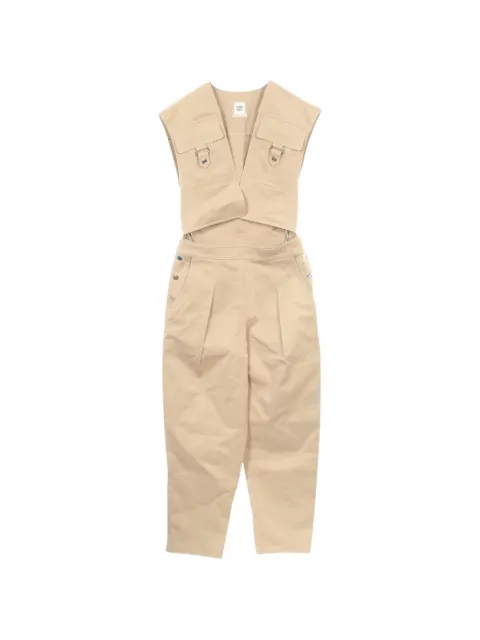 Hermès Pre-Owned V-neck sleeveless jumpsuit Neutrals 1103090