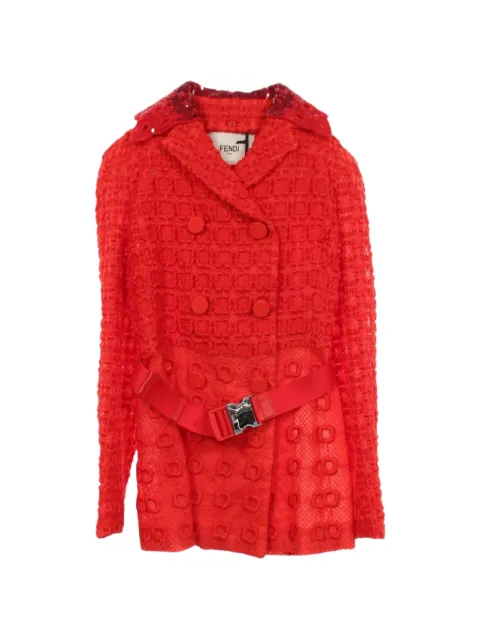 Fendi Pre-Owned 2010s embroidered double-breasted jacket Red 1086319
