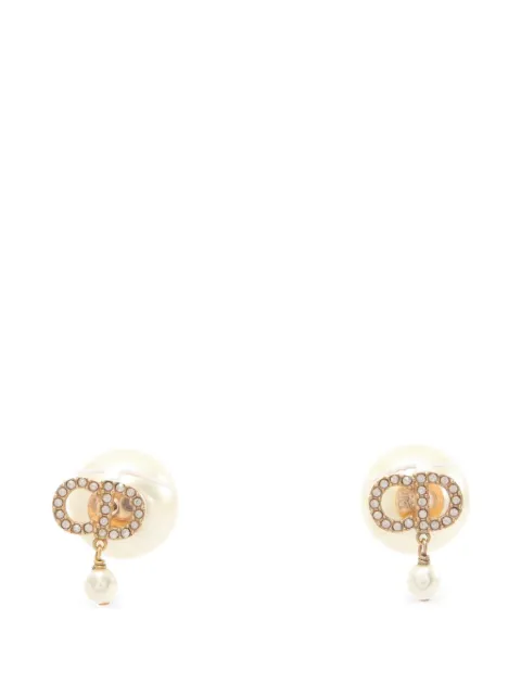 Christian Dior Pre-Owned 2010s CD logo faux-pearl earrings Gold 1098365