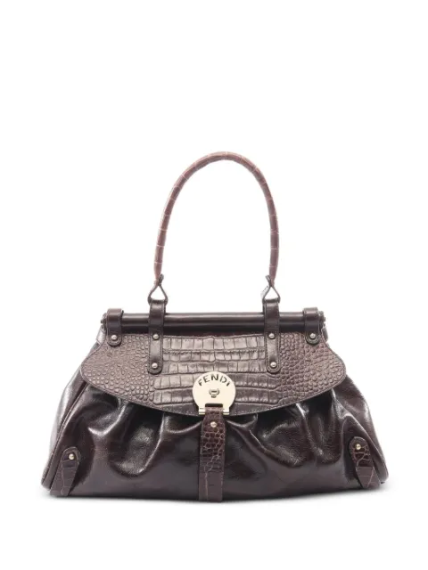 Fendi Pre-Owned 2010s Magic croc-embossed shoulder bag Brown 1104509